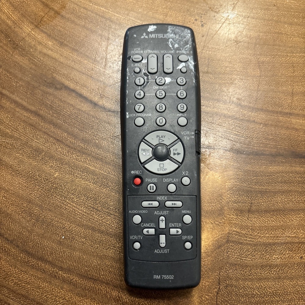 Mitsubishi RM75502 VCR TV Remote Control OEM Tested Working Clean